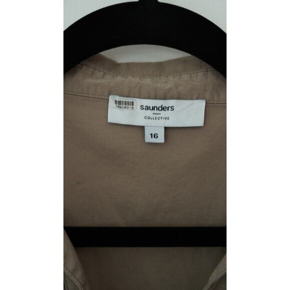 Saunders Beige Ruched Shirt Dress Sz 16 - Picture 6 of 11